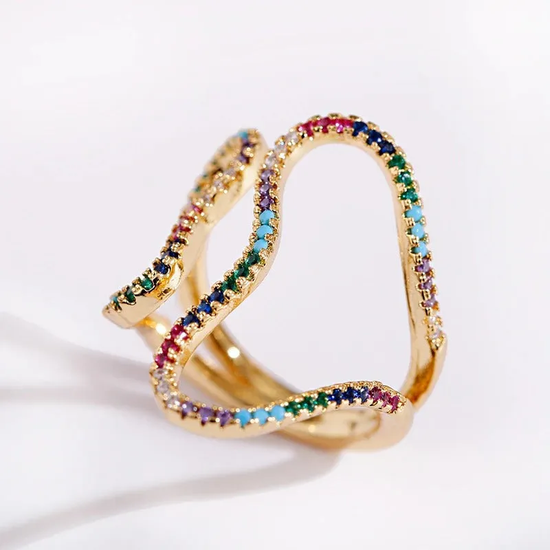 Colorful Luxurious Geometric Zircon Fashion Rings