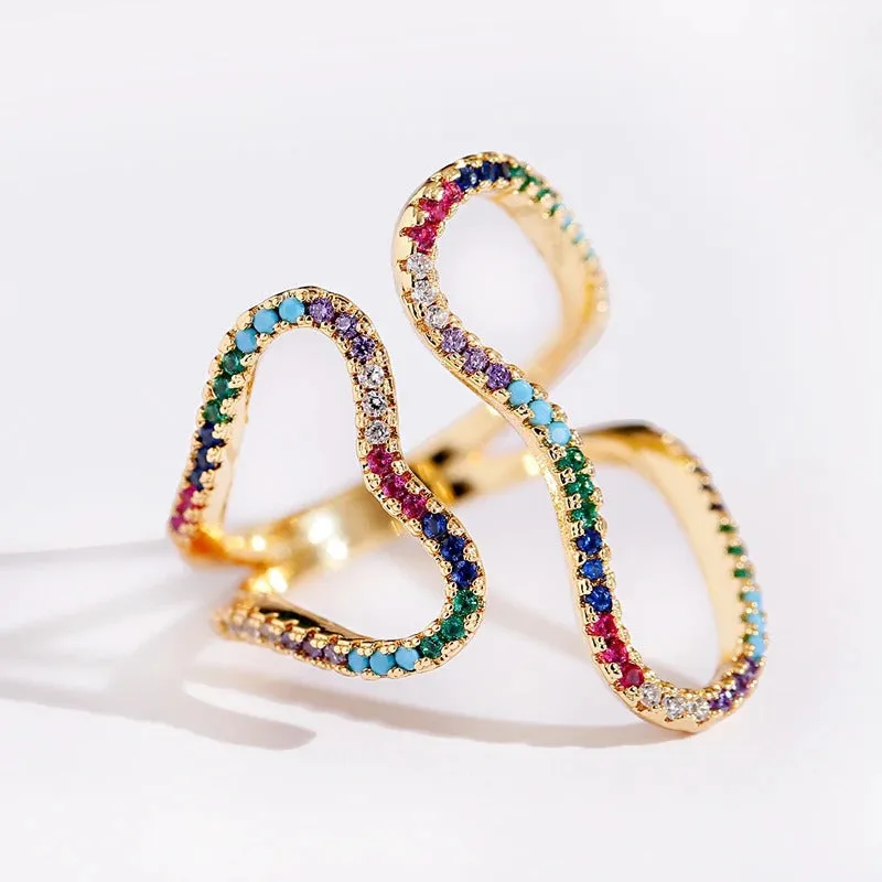 Colorful Luxurious Geometric Zircon Fashion Rings