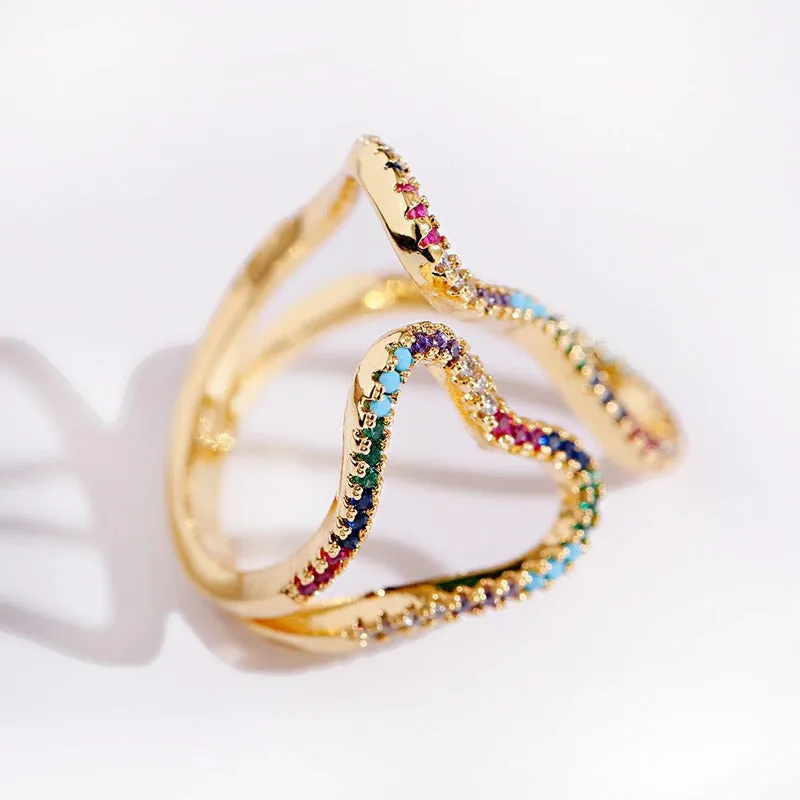 Colorful Luxurious Geometric Zircon Fashion Rings