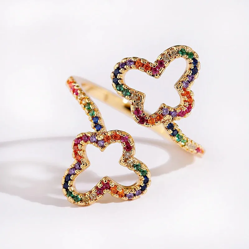 Colorful Luxurious Geometric Zircon Fashion Rings