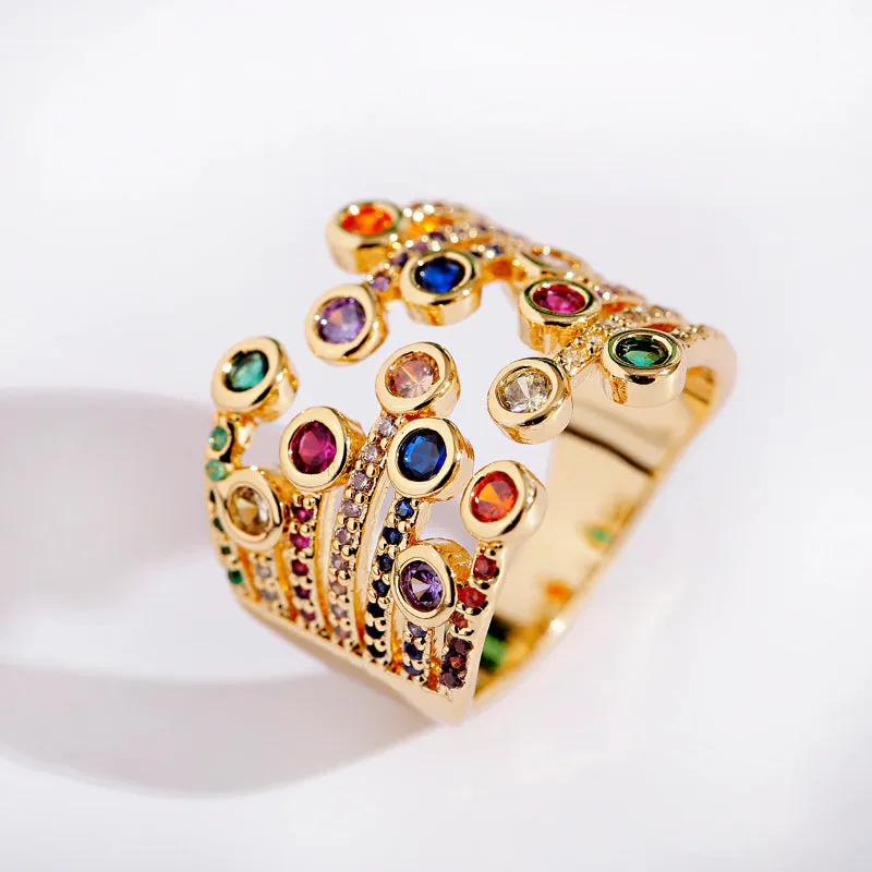 Colorful Luxurious Geometric Zircon Fashion Rings