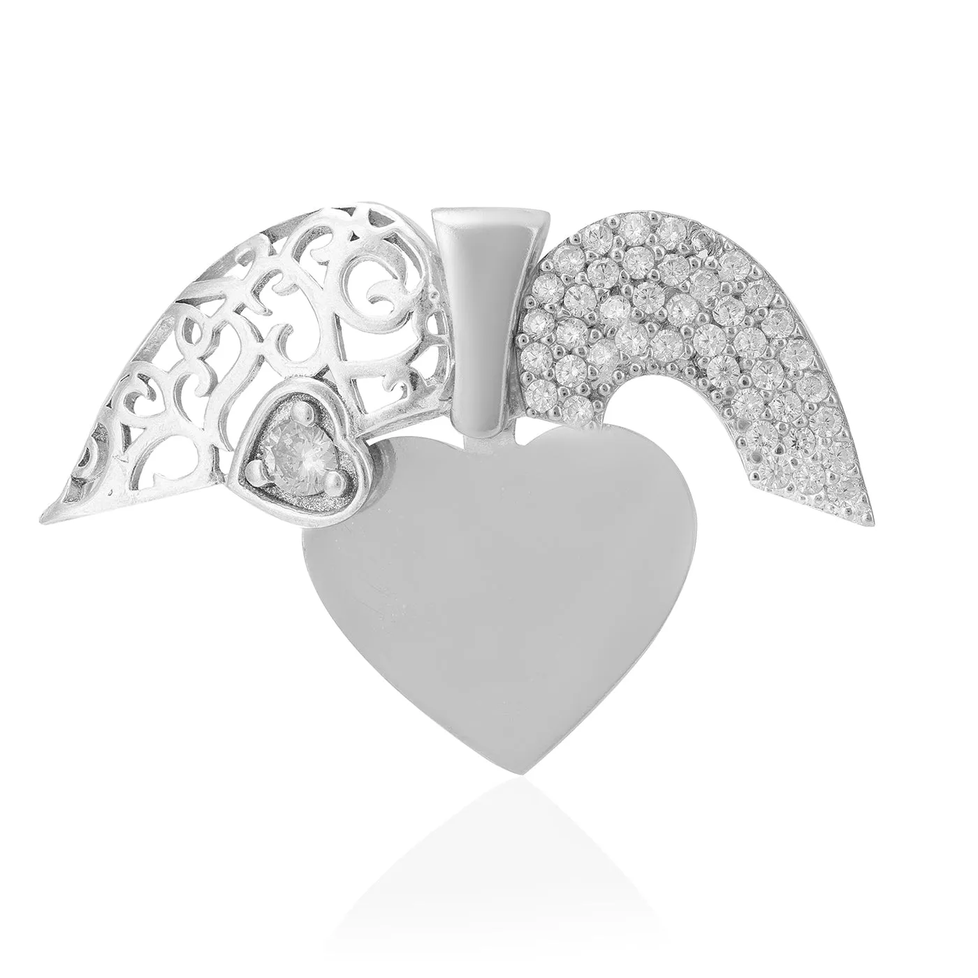 Contrast Rhodium Plated Unveiled Heart Pendants