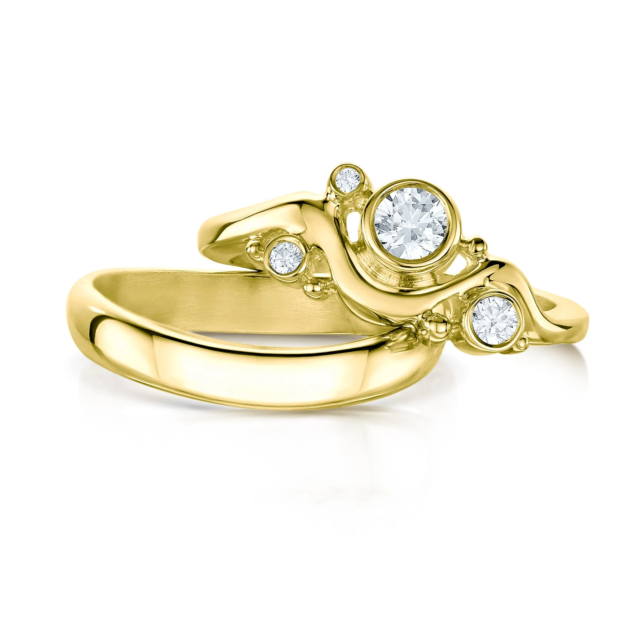 Cosmos Constellation 4-Diamond Ring Set in 18ct Yellow Gold