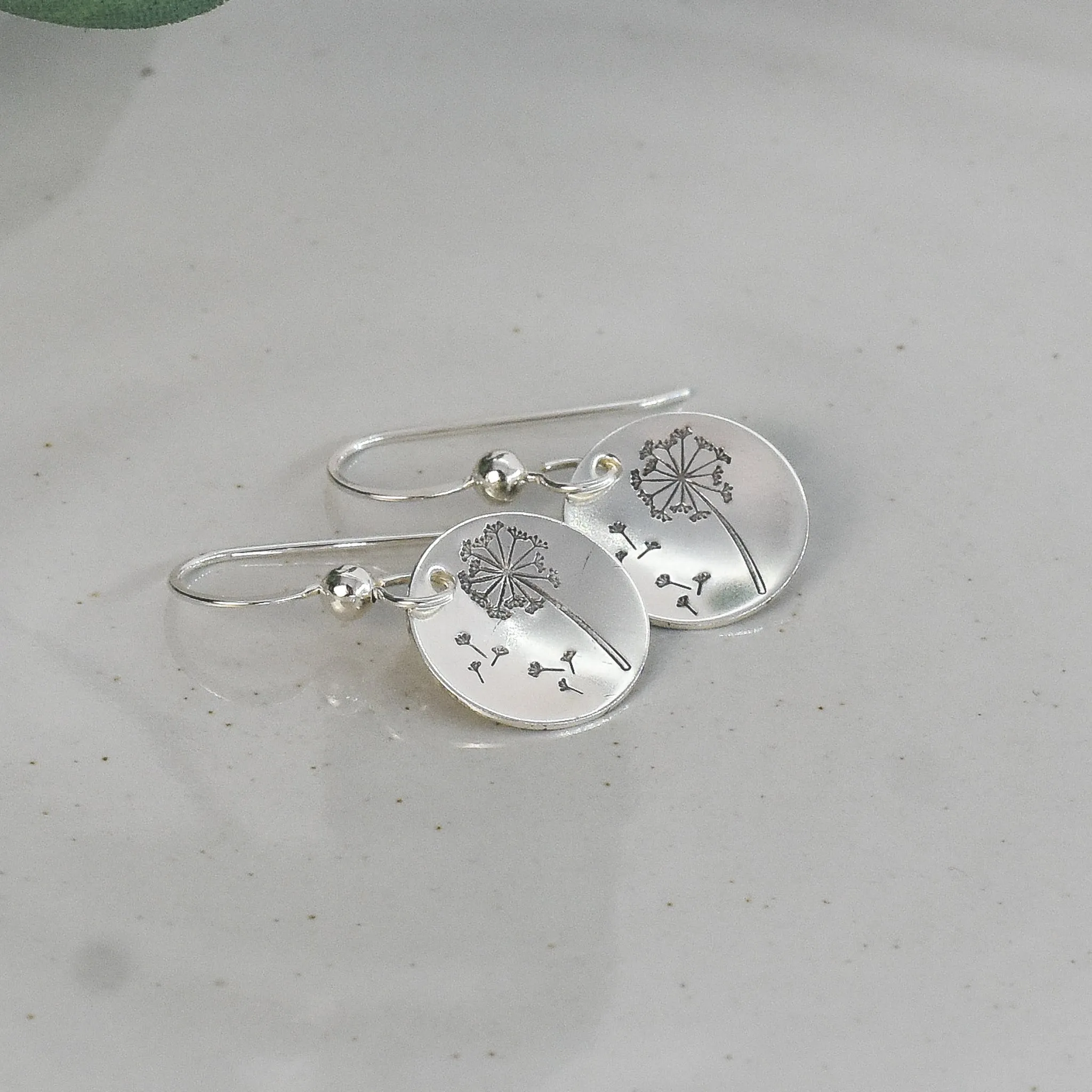 Dandelion Flower Earrings - Sterling Silver