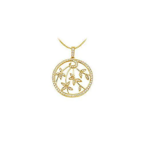 Diamond Circle Pendant : 14K Yellow Gold - 0.55 CT Diamonds