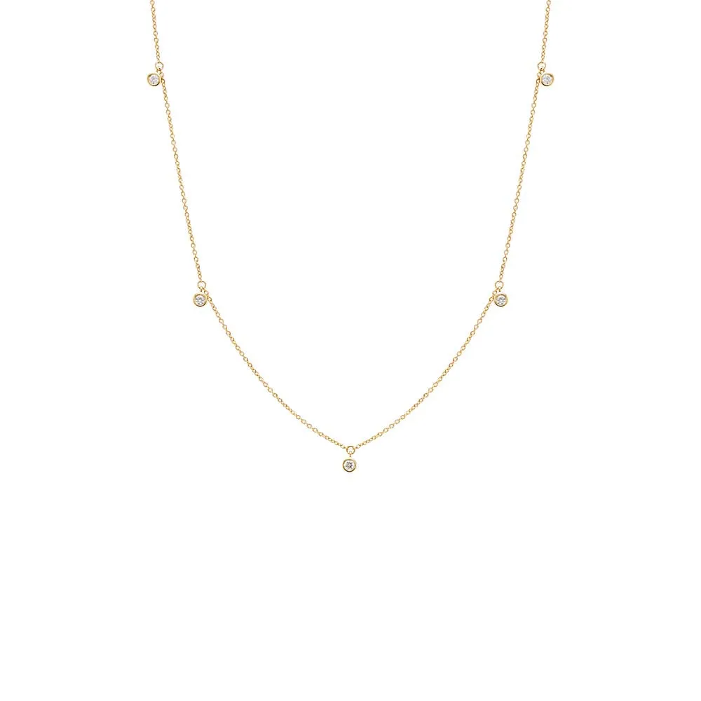 Diamond Multi Dangling Bezel Necklace 14K by By Adina Eden
