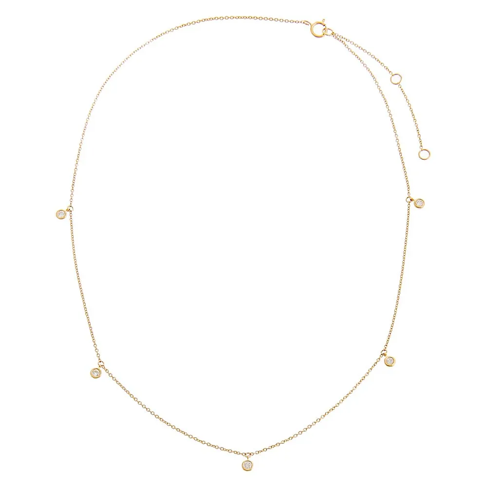 Diamond Multi Dangling Bezel Necklace 14K by By Adina Eden