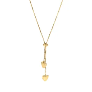 Double Heart Drop Necklace