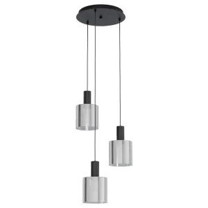 Eglo Lighting Gorosiba 3x40W E27 Black Transparent Pendant Light