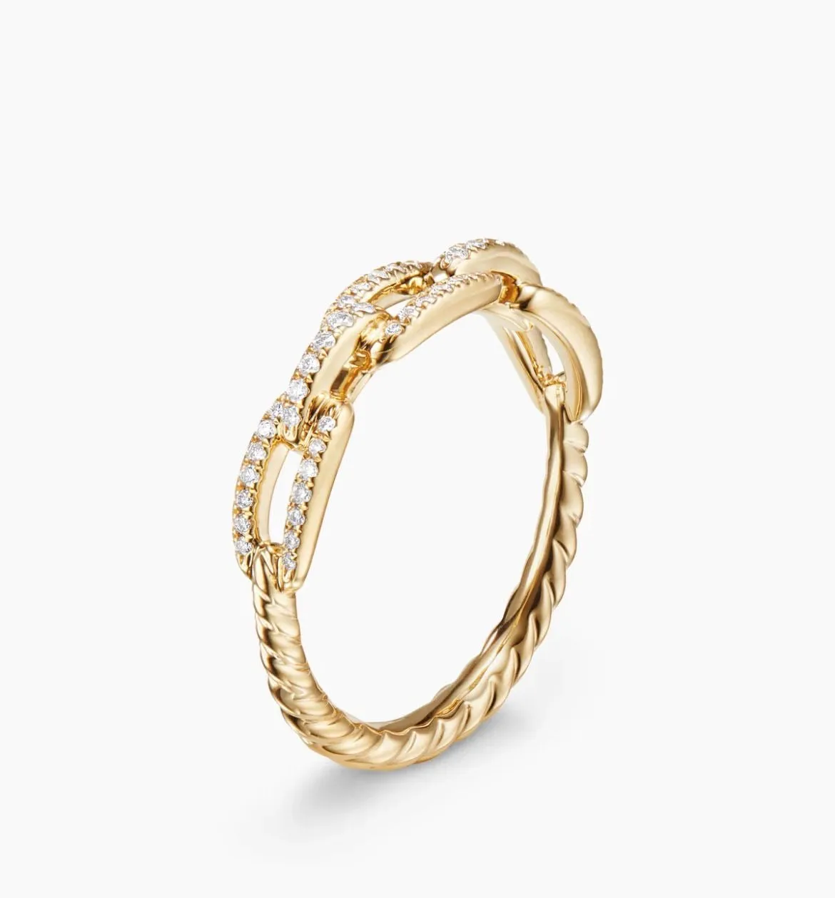 Elegant 18K Gold Diamond Pavé Link Ring