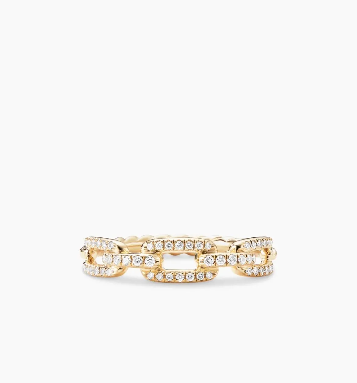 Elegant 18K Gold Diamond Pavé Link Ring