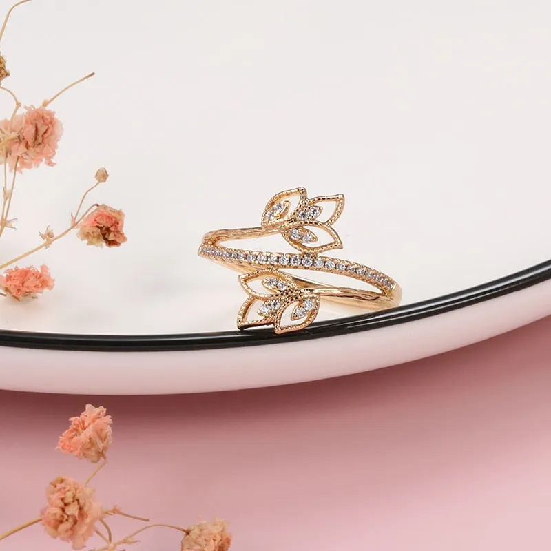 Elegant Flower Double Zircon Women's Rings