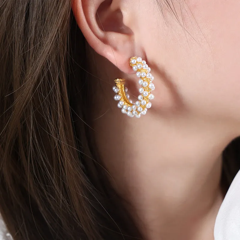 Elegant Korean Style Pearl Earrings for Women, Chic and Timeless