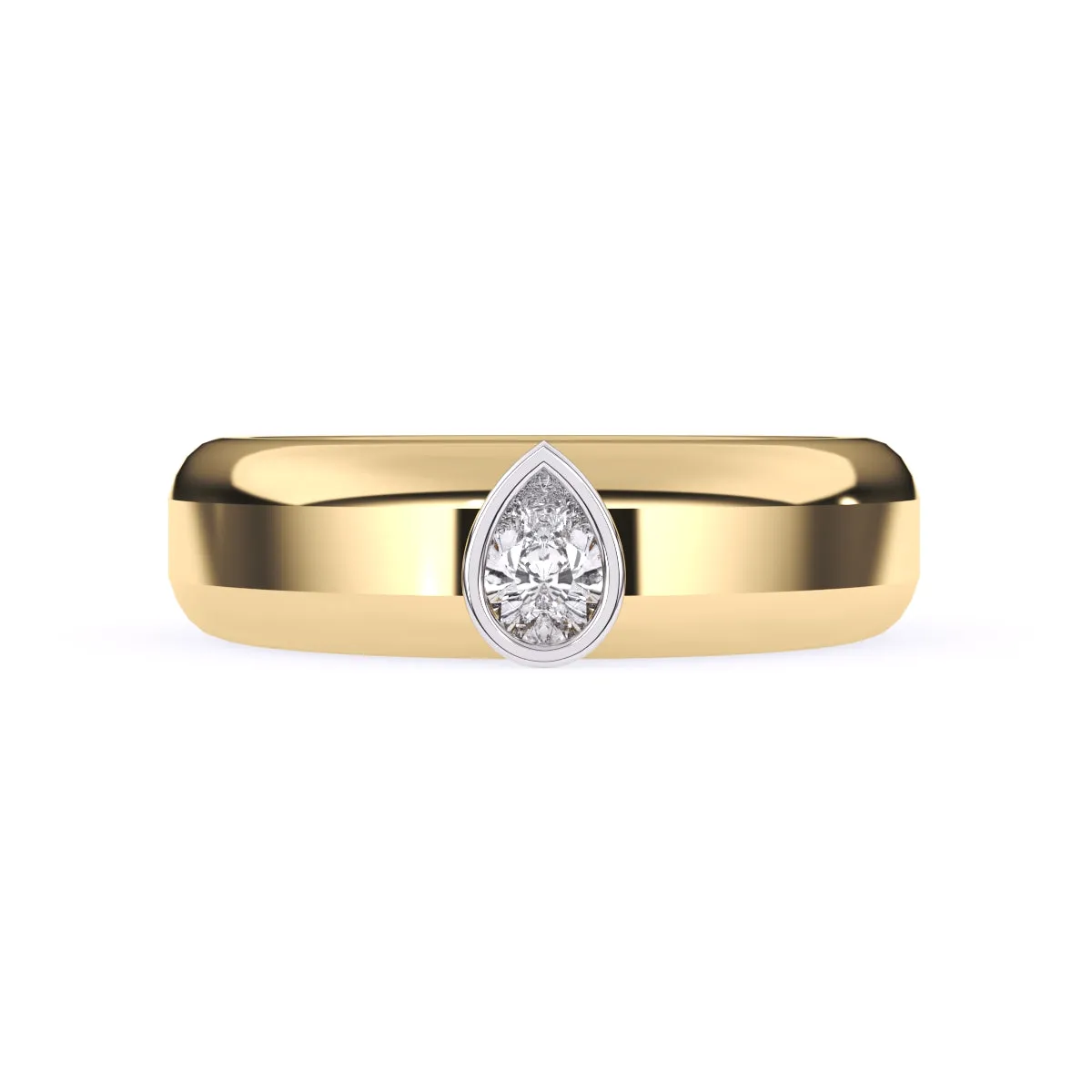 Elegant Pear Bezel Two Tone Wedding Ring