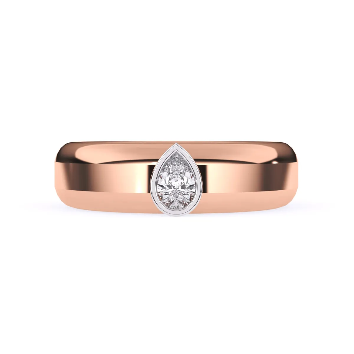 Elegant Pear Bezel Two Tone Wedding Ring