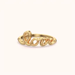 Elegant Silver Love Word Ring