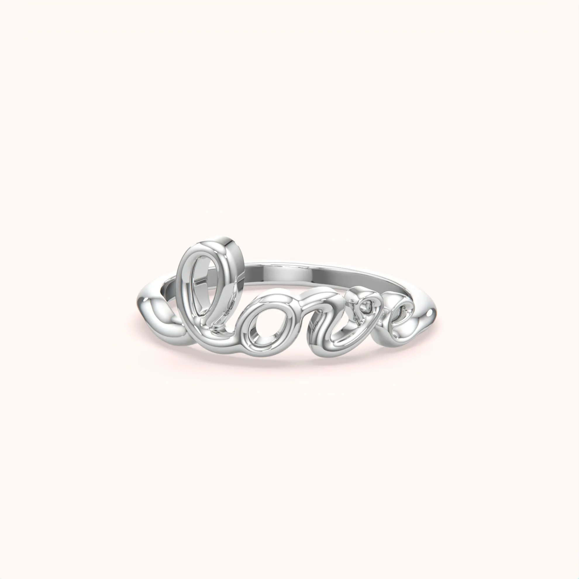 Elegant Silver Love Word Ring