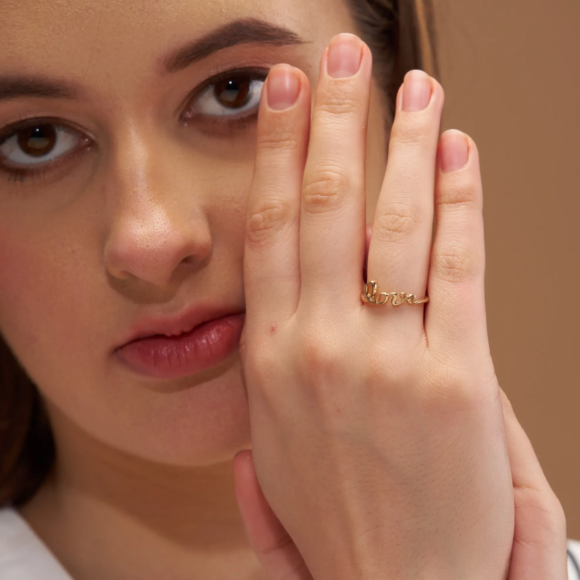 Elegant Silver Love Word Ring