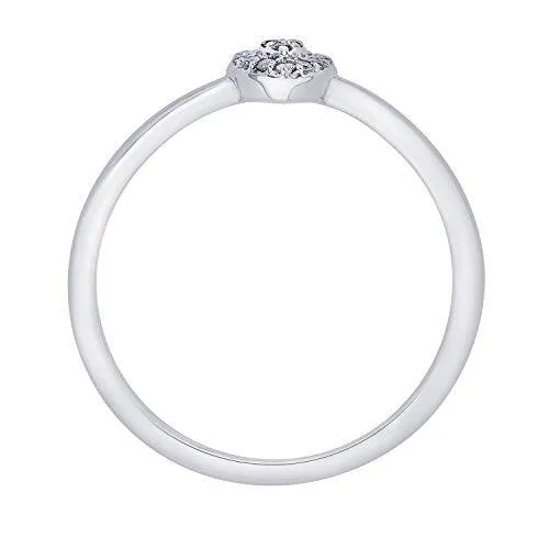 EternalDia IGI Certified Diamond Accent Pear Cluster Halo Frame Ring in 10K White Gold (0.07 Cttw)