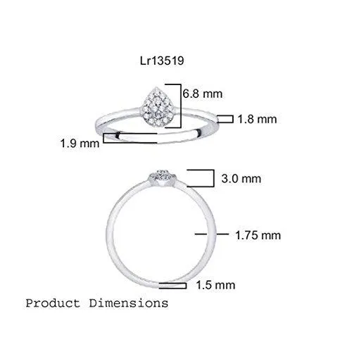 EternalDia IGI Certified Diamond Accent Pear Cluster Halo Frame Ring in 10K White Gold (0.07 Cttw)
