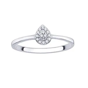 EternalDia IGI Certified Diamond Accent Pear Cluster Halo Frame Ring in 10K White Gold (0.07 Cttw)