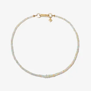 ETHIOPIAN OPAL CANDY BEADS NECKLACE (4MM-5MM BEADS) (WHITE)