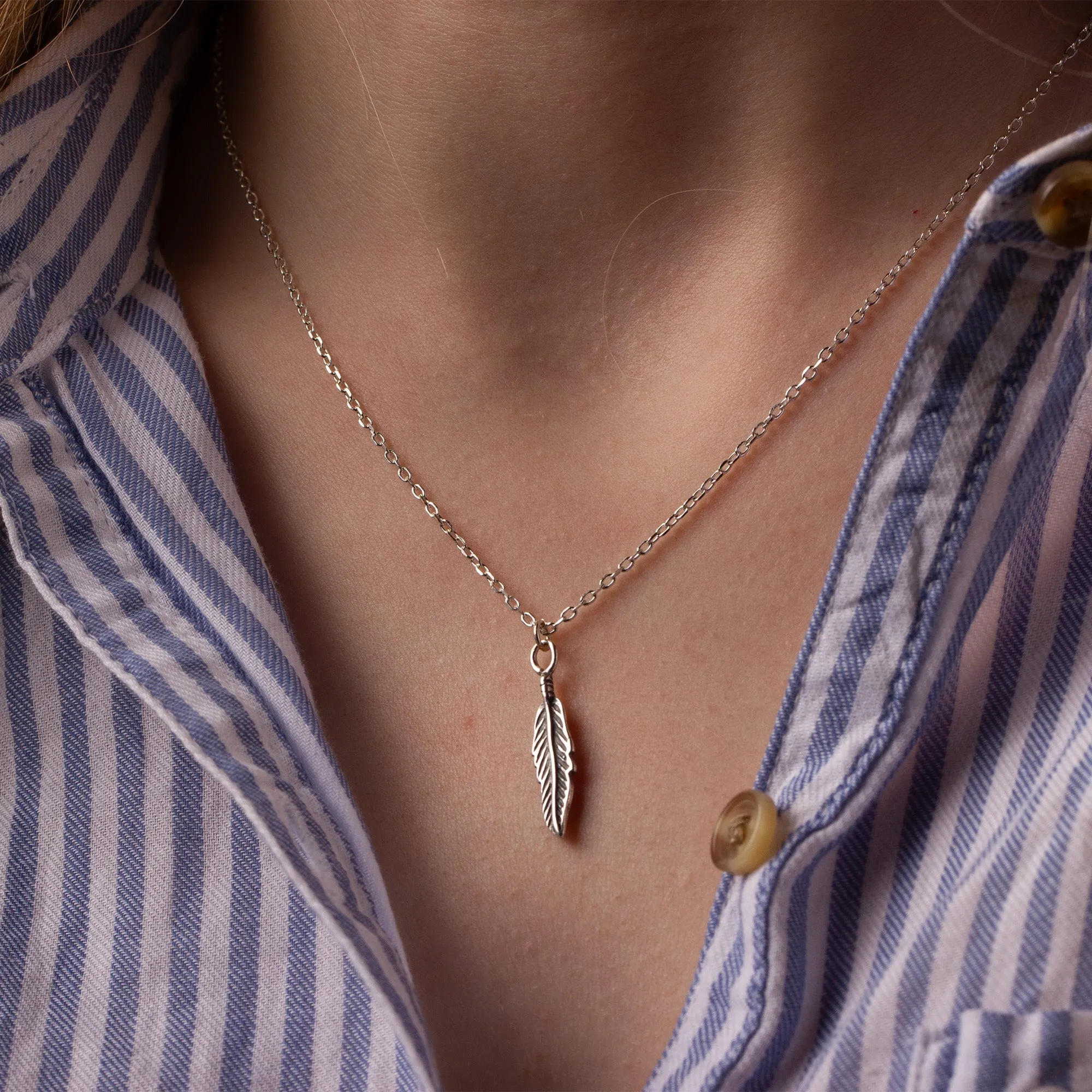 Feather Necklace - Sterling Silver