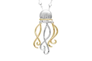 FINAL SALE - Small Jellyfish Necklace in Sterling Silver and 14k Yellow Gold