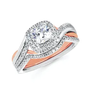 Forever Elegant&trade; 1/3 Ctw. Diamond Semi Mount shown with 1/2 Ct. Cushion Center Diamond in 14K Gold