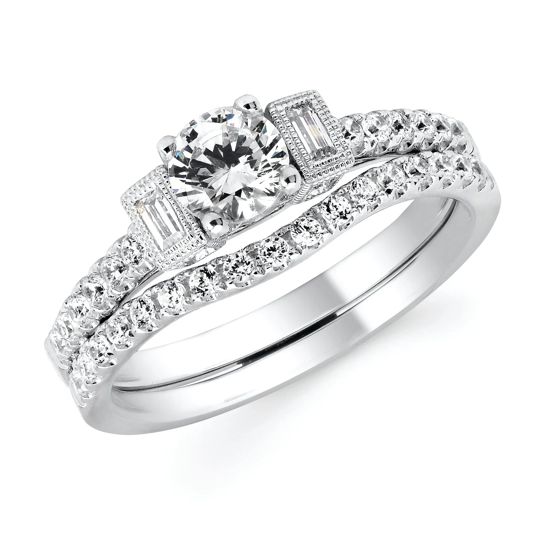 Forever Elegant&trade; 1/4 Ctw. Diamond Semi Mount shown with 1/2 Ct. Cushion Center Diamond in 14K Gold