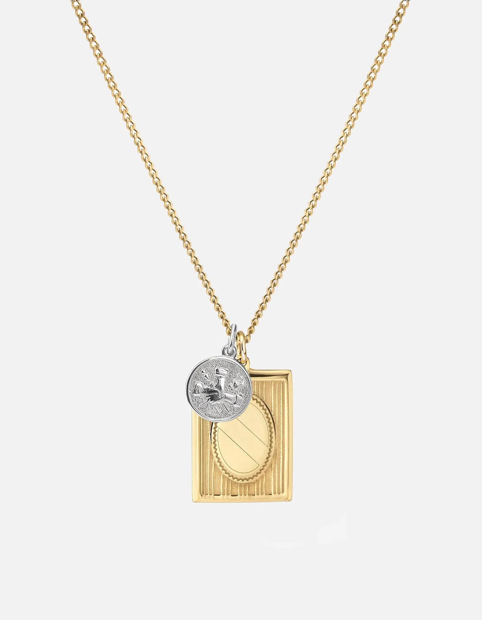 Frame Necklace, 14k Gold/Sterling Silver