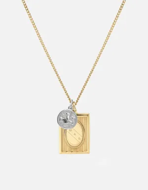 Frame Necklace, 14k Gold/Sterling Silver