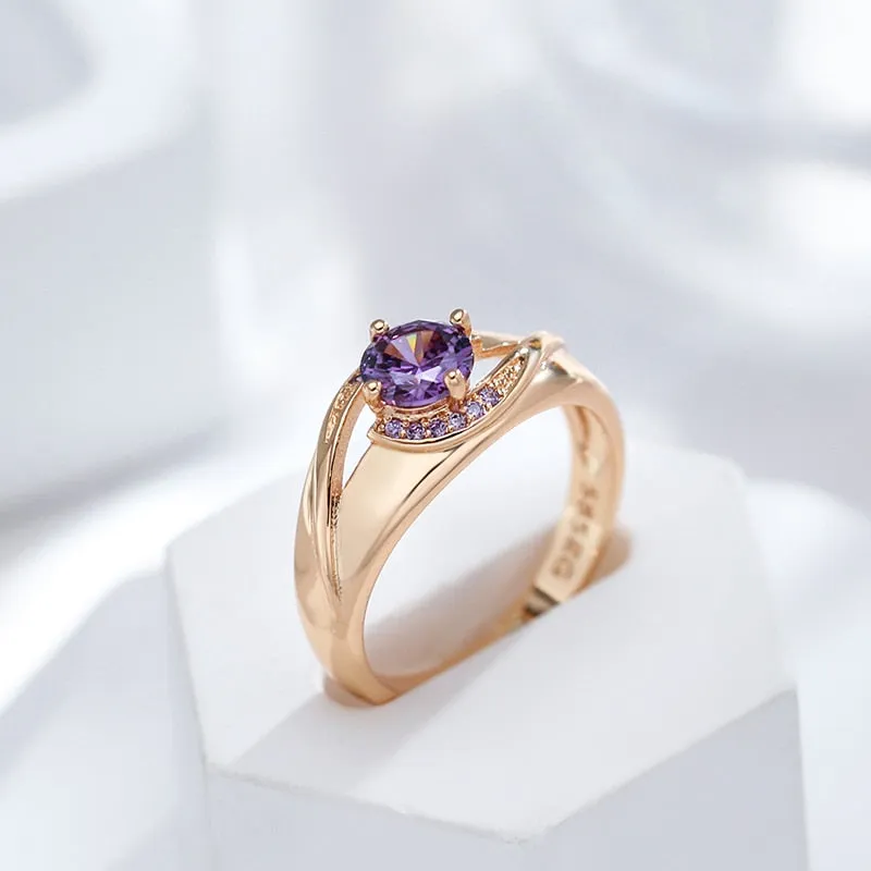 French Design Unusual Purple Zircon Women Rings