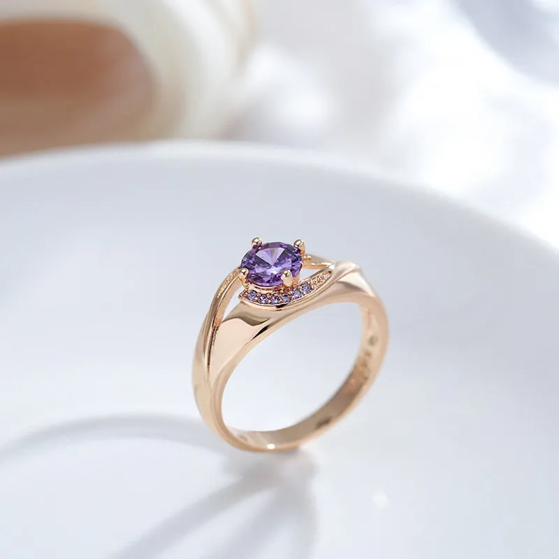 French Design Unusual Purple Zircon Women Rings