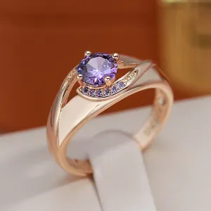 French Design Unusual Purple Zircon Women Rings