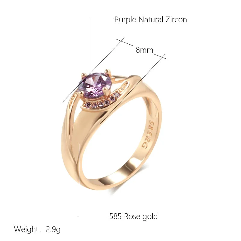 French Design Unusual Purple Zircon Women Rings