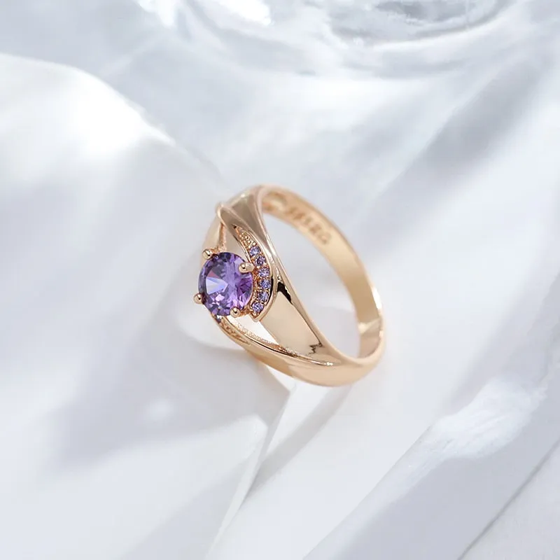 French Design Unusual Purple Zircon Women Rings