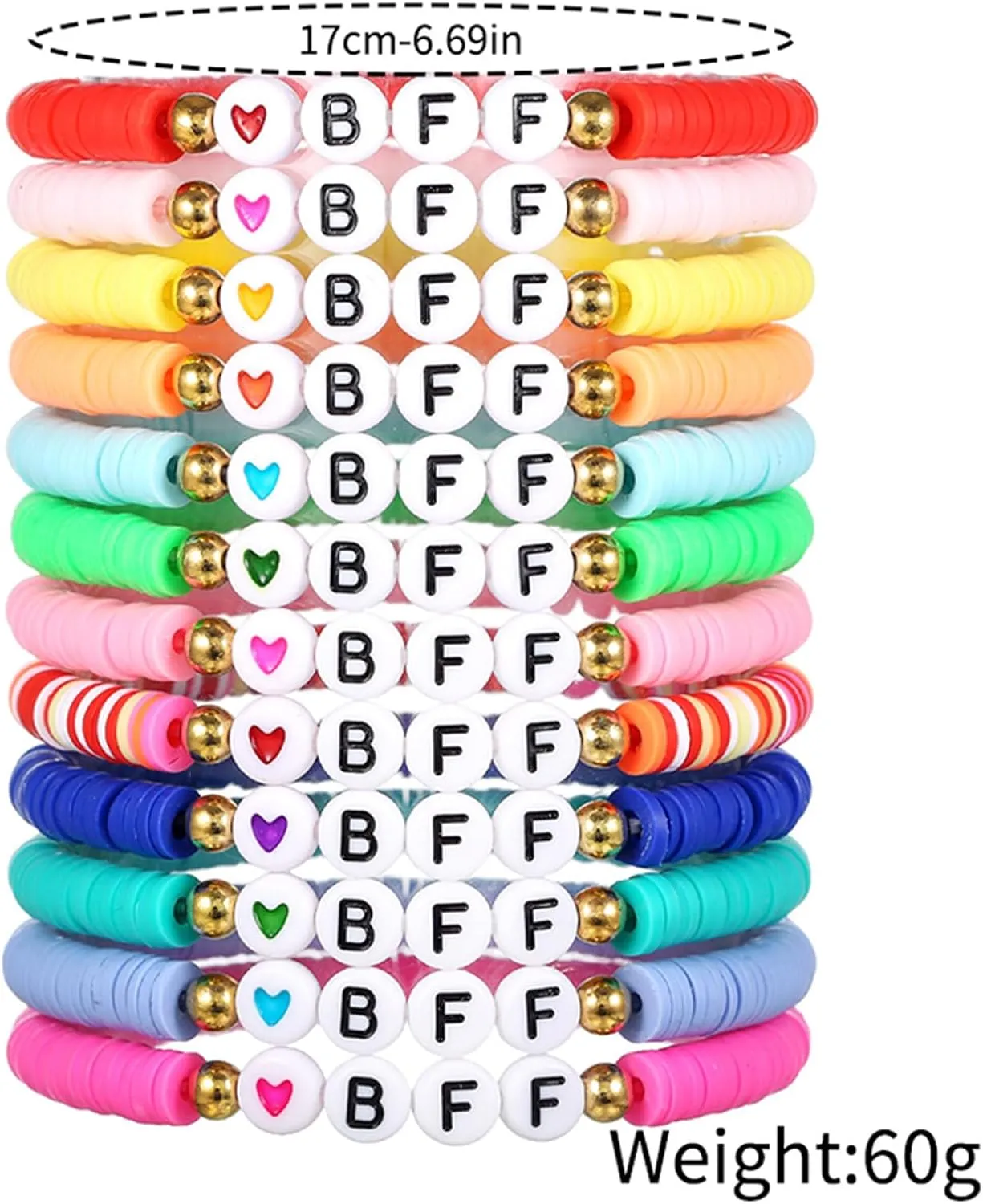 Friendship Bracelets for Women, Inspirational Preppy Bracelets Stackable, Best Friend bracelet Set, Colorful Heishi Clay Beaded Bracelets for Women