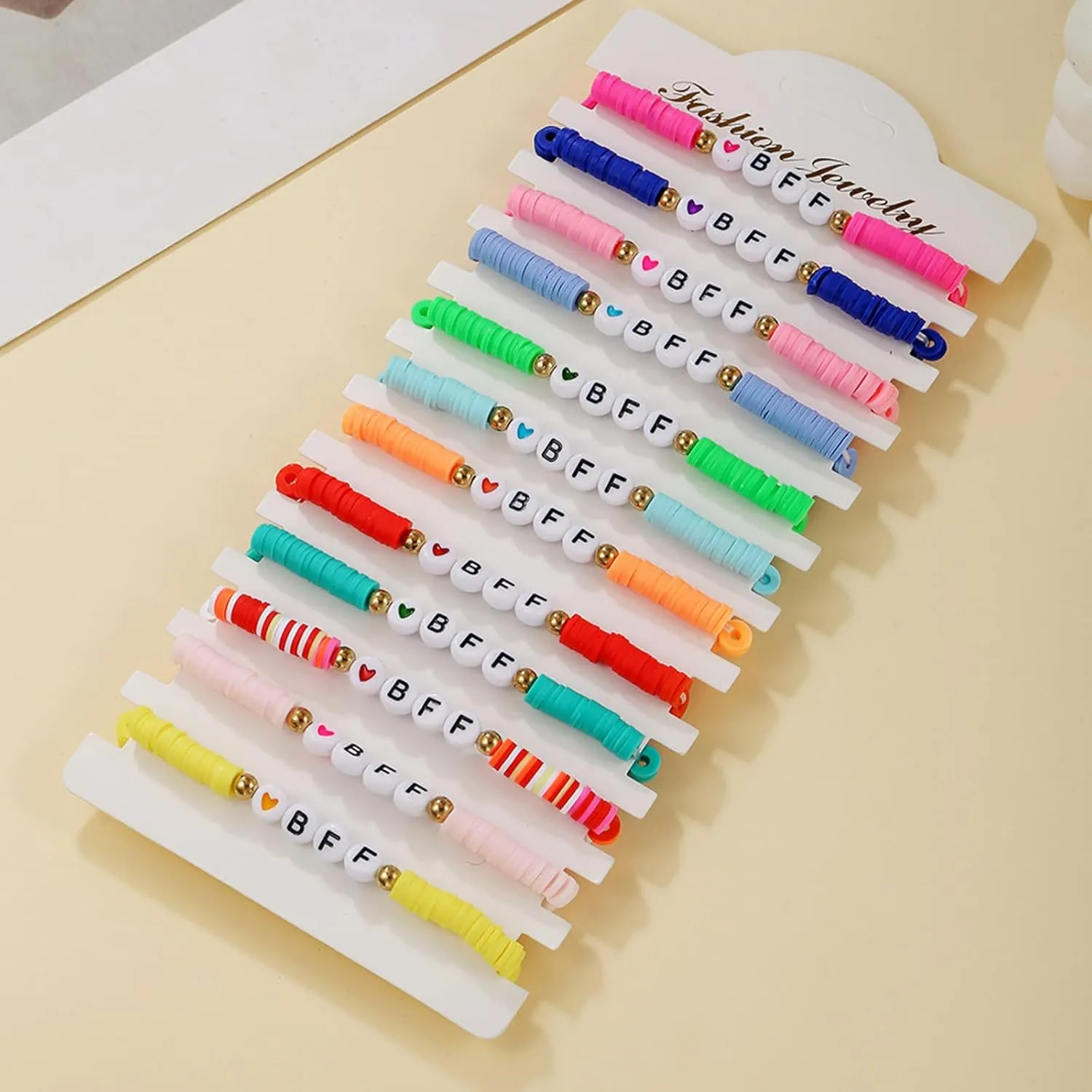 Friendship Bracelets for Women, Inspirational Preppy Bracelets Stackable, Best Friend bracelet Set, Colorful Heishi Clay Beaded Bracelets for Women