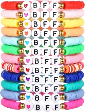 Friendship Bracelets for Women, Inspirational Preppy Bracelets Stackable, Best Friend bracelet Set, Colorful Heishi Clay Beaded Bracelets for Women