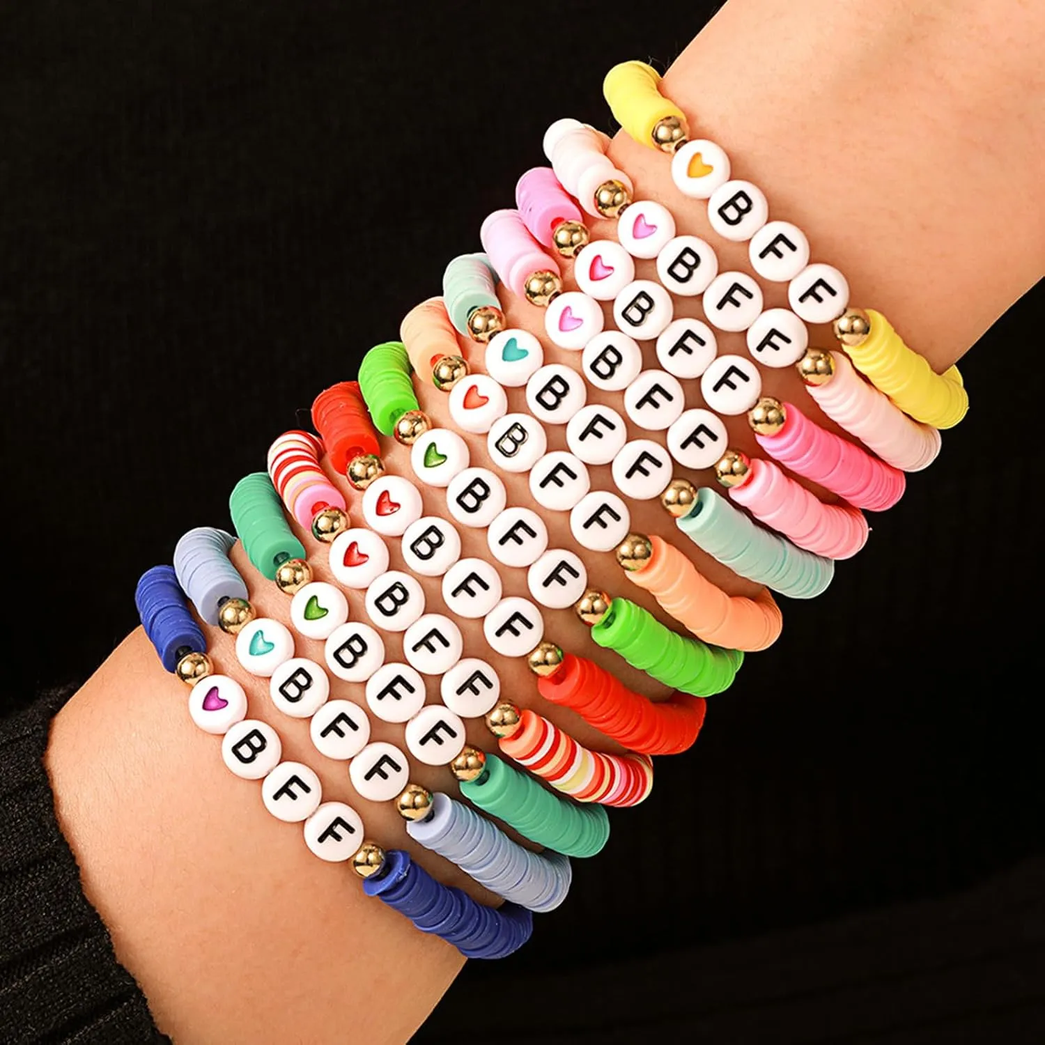 Friendship Bracelets for Women, Inspirational Preppy Bracelets Stackable, Best Friend bracelet Set, Colorful Heishi Clay Beaded Bracelets for Women