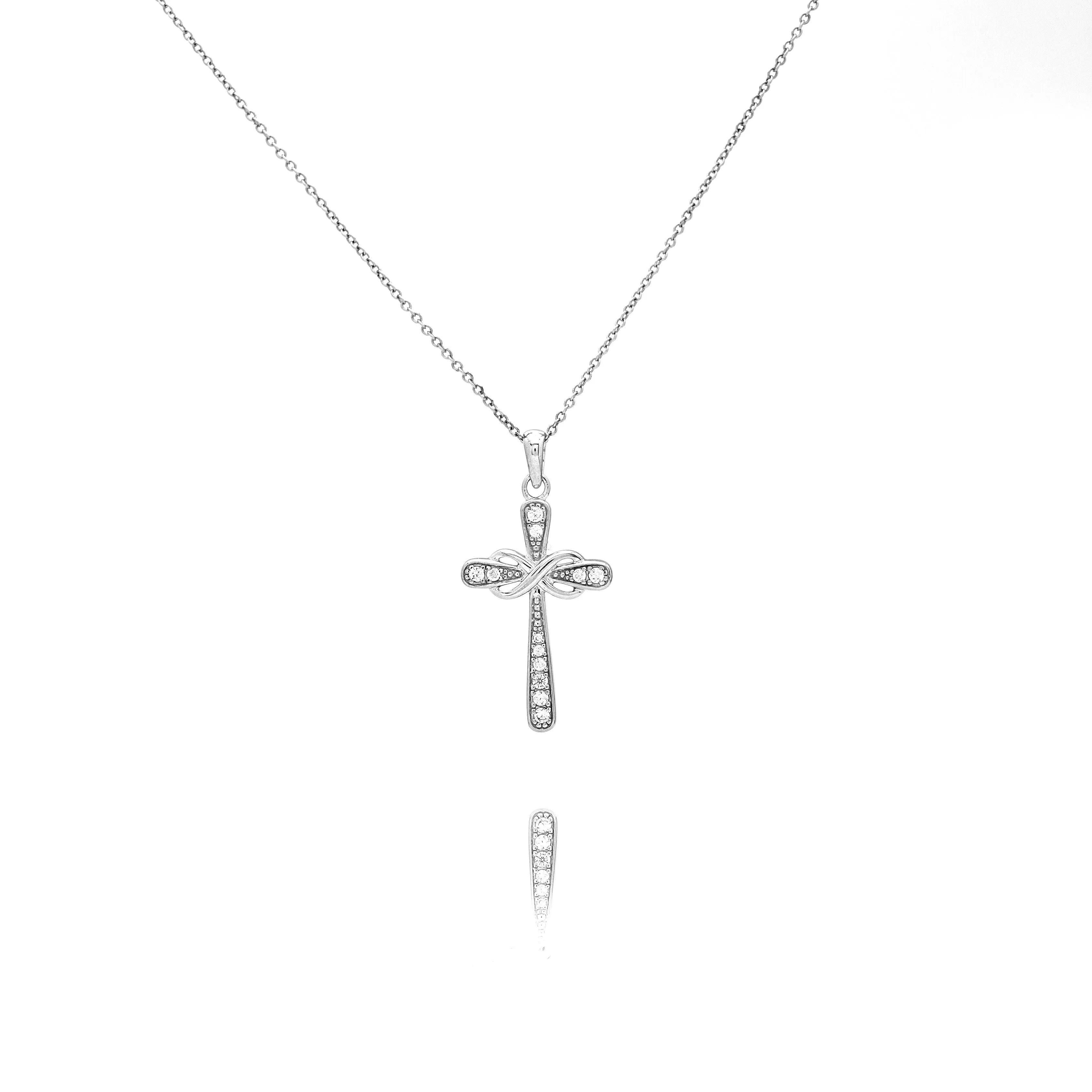 Gemstone Polished Cross Infinity Necklace