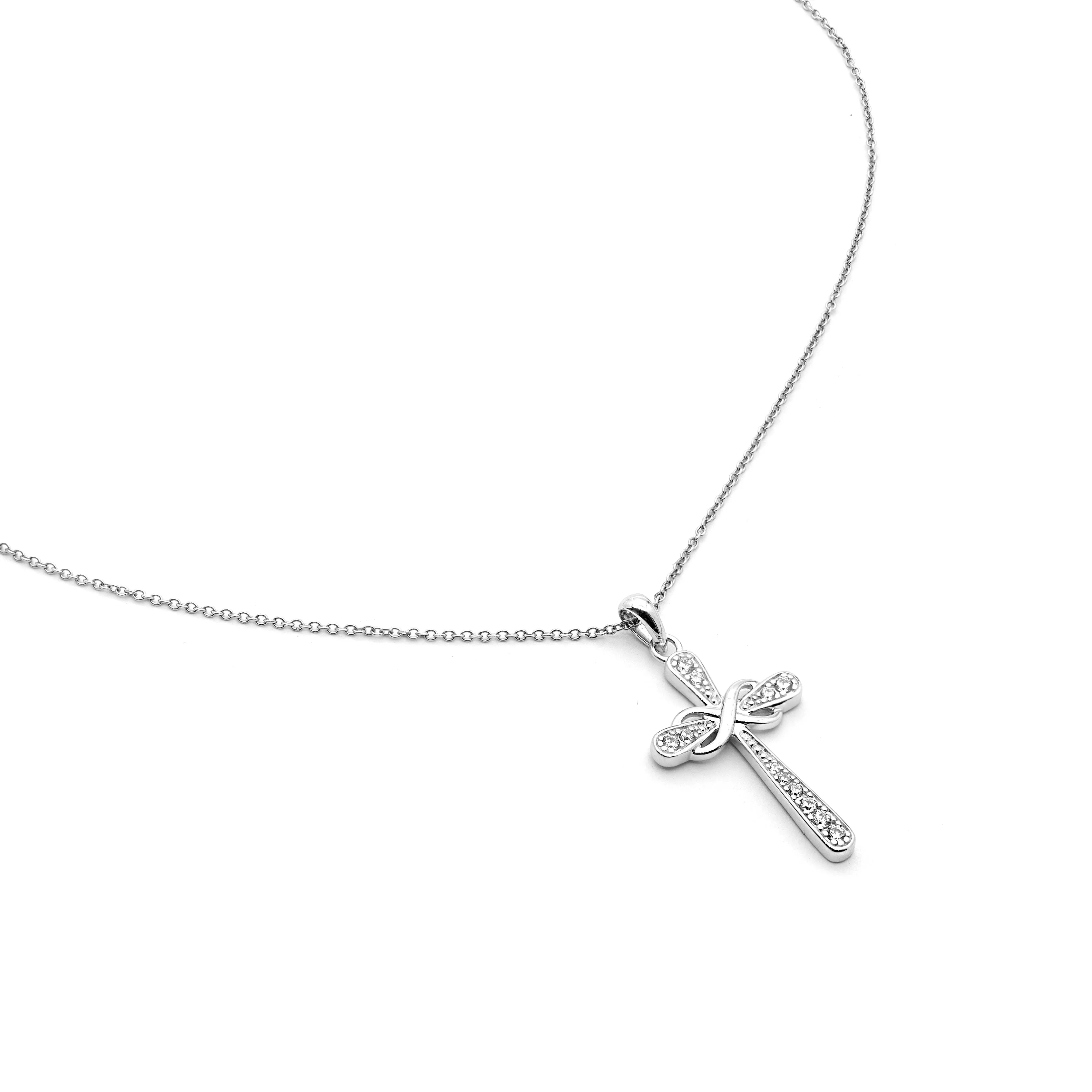 Gemstone Polished Cross Infinity Necklace