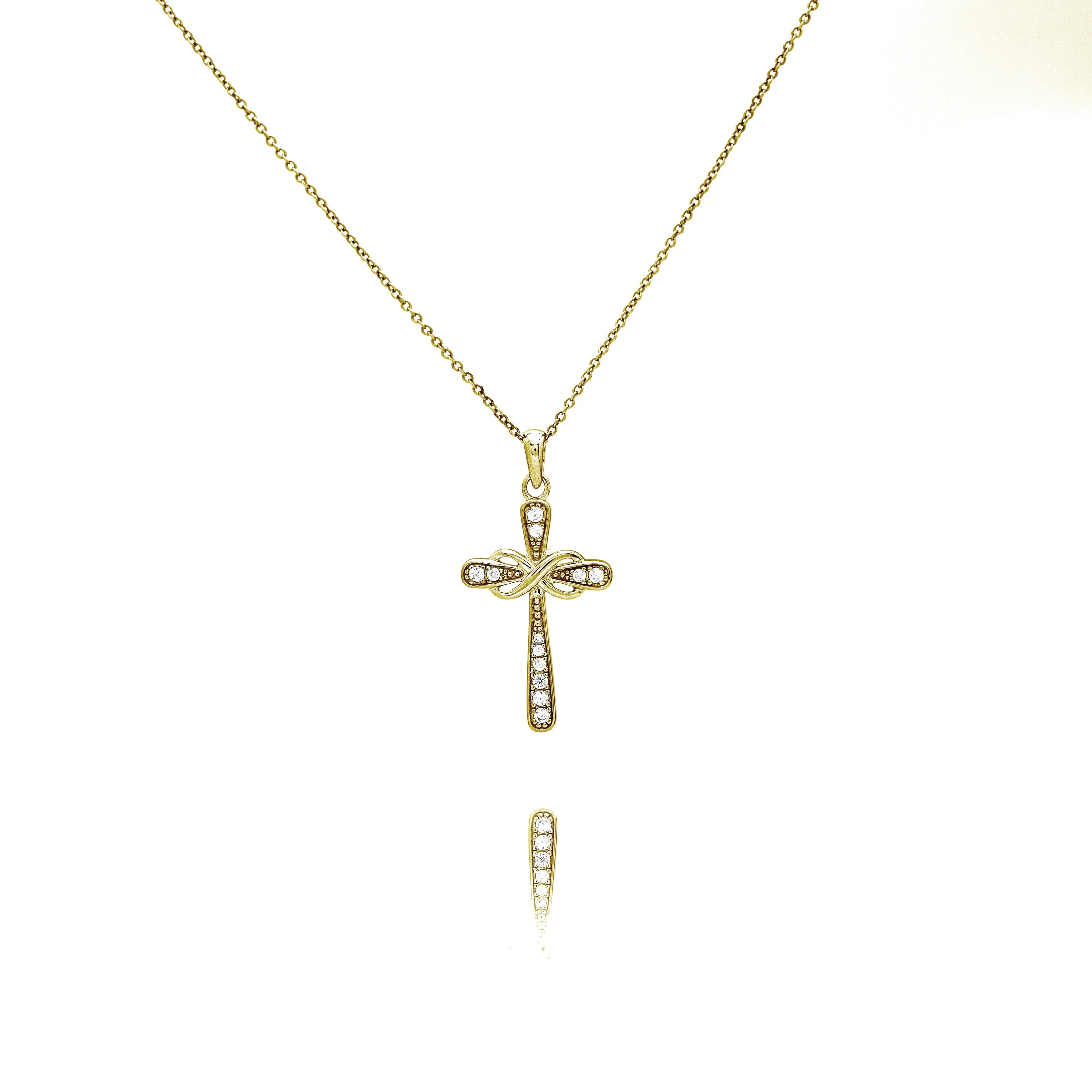 Gemstone Polished Cross Infinity Necklace