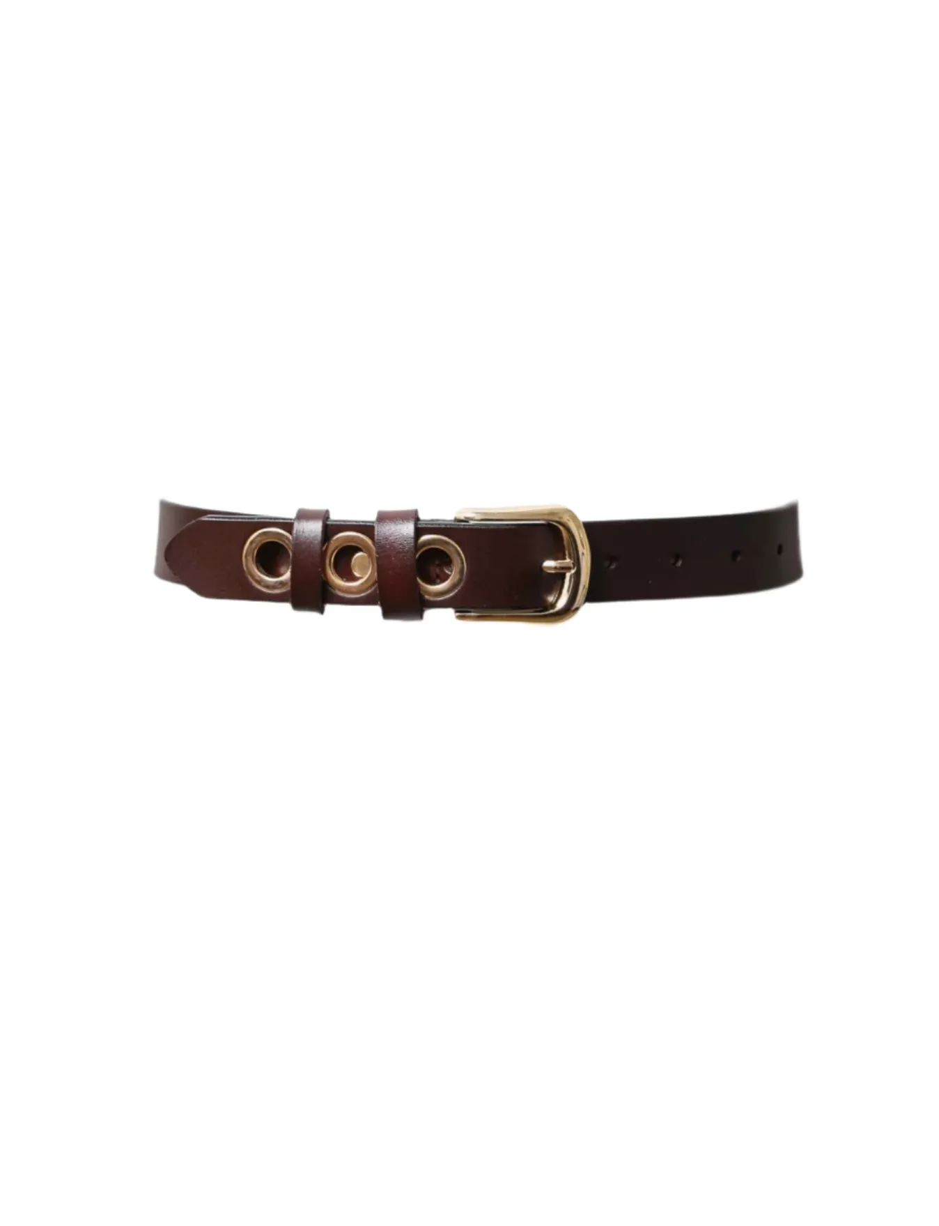 Gold Eyelet Belt Brown