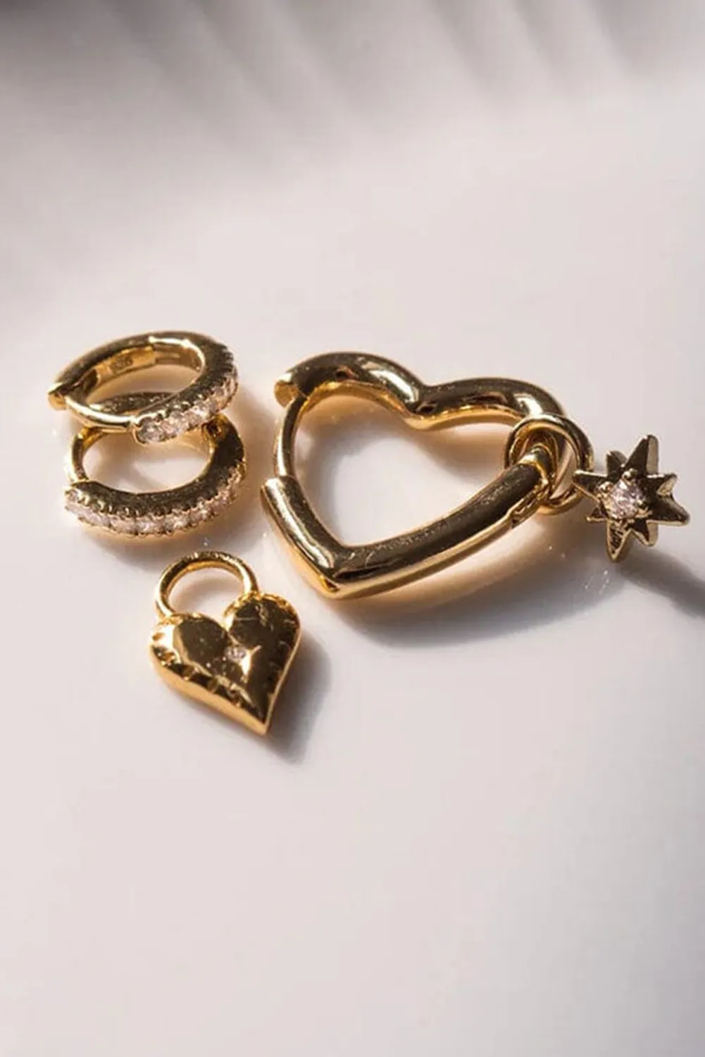 Gold Minimalist Heart Hoop Earrings