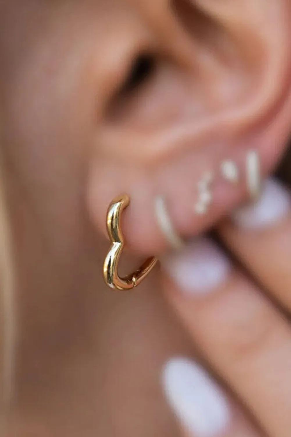 Gold Minimalist Heart Hoop Earrings