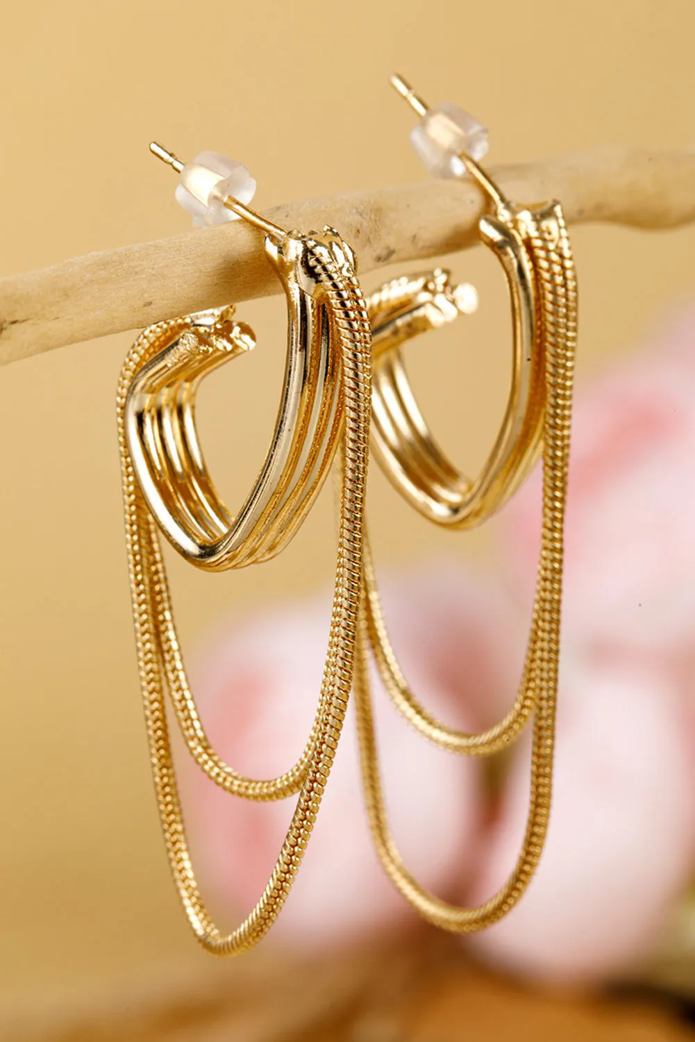 Gold Tassel Chain Alloy Minimalist Earrings
