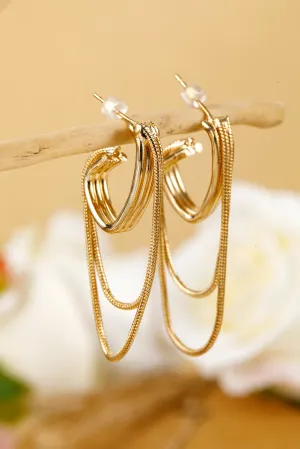 Gold Tassel Chain Alloy Minimalist Earrings