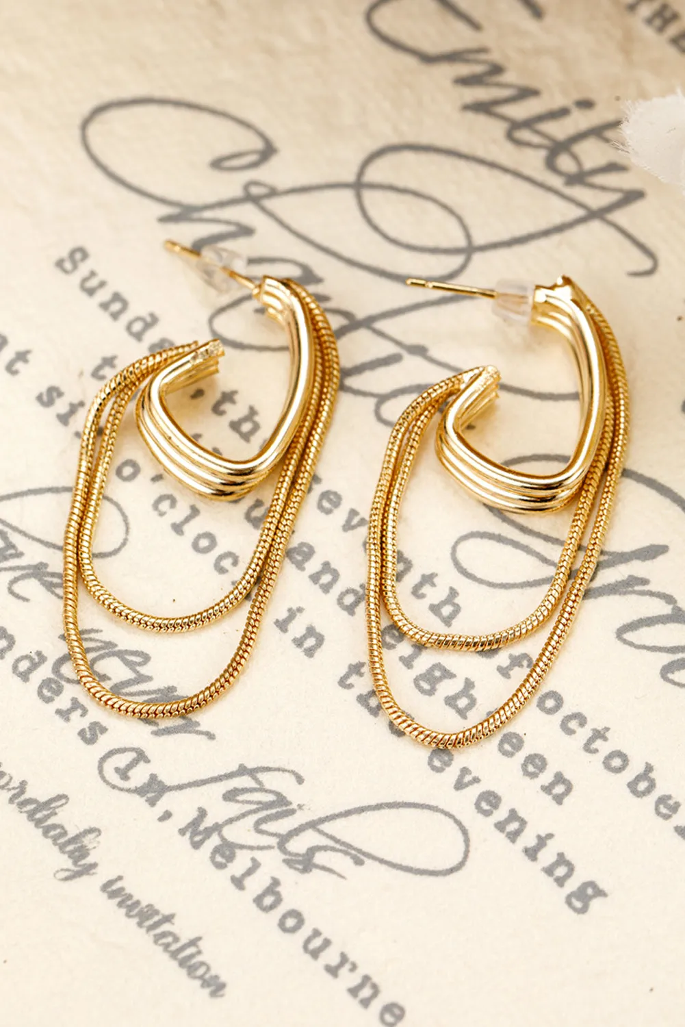 Gold Tassel Chain Alloy Minimalist Earrings